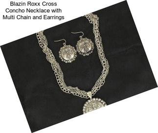 Blazin Roxx Cross Concho Necklace with Multi Chain and Earrings