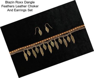 Blazin Roxx Dangle Feathers Leather Choker And Earrings Set