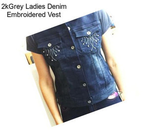 2kGrey Ladies Denim Embroidered Vest