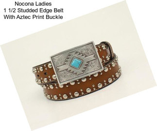 Nocona Ladies 1 1/2 Studded Edge Belt With Aztec Print Buckle