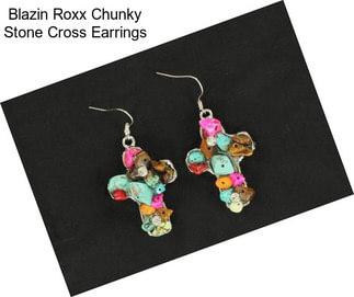 Blazin Roxx Chunky Stone Cross Earrings