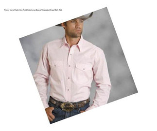 Roper Mens Poplin One Point Yoke Long Sleeve Variegated Snap Shirt - Pink