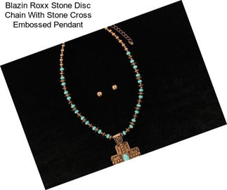 Blazin Roxx Stone Disc Chain With Stone Cross Embossed Pendant