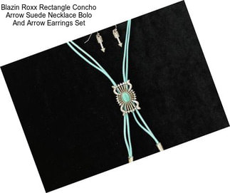 Blazin Roxx Rectangle Concho Arrow Suede Necklace Bolo And Arrow Earrings Set