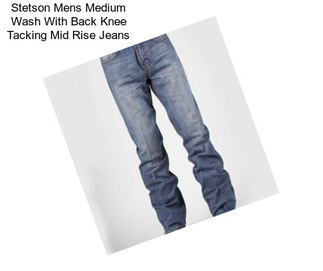 Stetson Mens Medium Wash With Back Knee Tacking Mid Rise Jeans