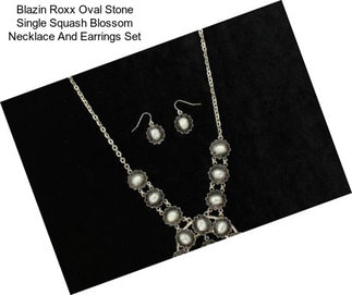 Blazin Roxx Oval Stone Single Squash Blossom Necklace And Earrings Set