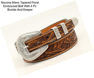 Nocona Mens Tapered Floral Embossed Belt With 4 Pc Buckle And Keeper