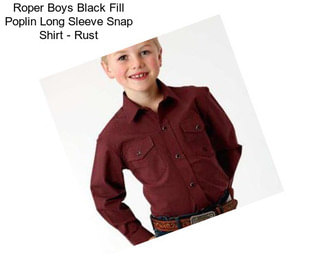 Roper Boys Black Fill Poplin Long Sleeve Snap Shirt - Rust