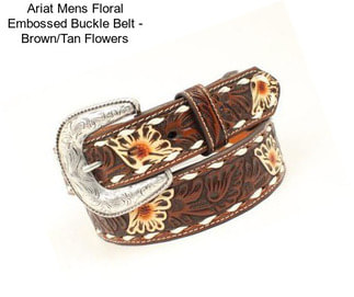 Ariat Mens Floral Embossed Buckle Belt - Brown/Tan Flowers