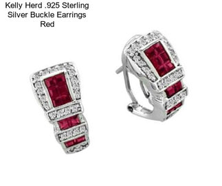 Kelly Herd .925 Sterling Silver Buckle Earrings Red