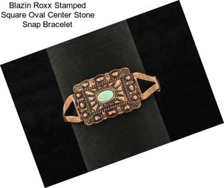 Blazin Roxx Stamped Square Oval Center Stone Snap Bracelet