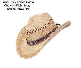 Blazin Roxx Ladies Raffia Chevron Ribbn Inlay Fashion Straw Hat