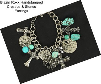 Blazin Roxx Handstamped Crosses & Stones Earrings