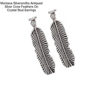 Montana Silversmiths Antiqued Silver Crow Feathers On Crystal Stud Earrings