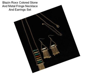 Blazin Roxx Colored Stone And Metal Fringe Necklace And Earrings Set