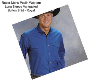 Roper Mens Poplin Western Long Sleeve Variegated Button Shirt - Royal