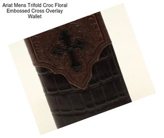 Ariat Mens Trifold Croc Floral Embossed Cross Overlay Wallet