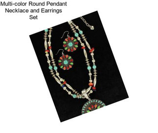 Multi-color Round Pendant Necklace and Earrings Set