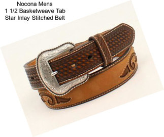 Nocona Mens 1 1/2 Basketweave Tab Star Inlay Stitched Belt