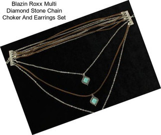 Blazin Roxx Multi Diamond Stone Chain Choker And Earrings Set