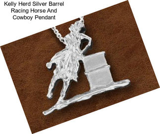 Kelly Herd Silver Barrel Racing Horse And Cowboy Pendant