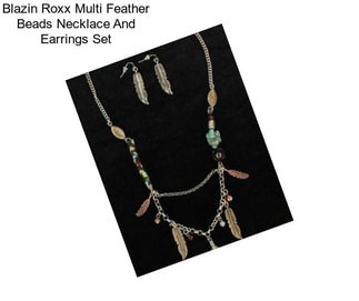 Blazin Roxx Multi Feather Beads Necklace And Earrings Set