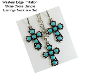 Western Edge Imitation Stone Cross Dangle Earrings Necklace Set