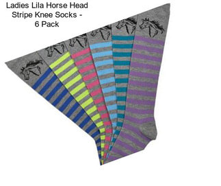 Ladies Lila Horse Head Stripe Knee Socks - 6 Pack
