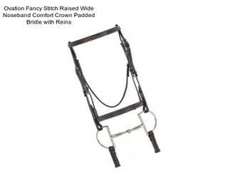 Ovation Fancy Stitch Raised Wide Noseband Comfort Crown Padded Bridle with Reins