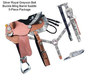 Silver Royal Greyson Belt Buckle Bling Barrel Saddle 5-Piece Package