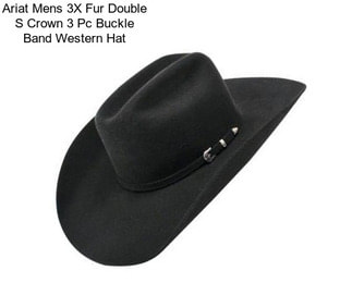 Ariat Mens 3X Fur Double S Crown 3 Pc Buckle Band Western Hat