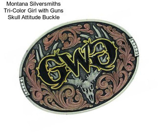 Montana Silversmiths Tri-Color Girl with Guns Skull Attitude Buckle