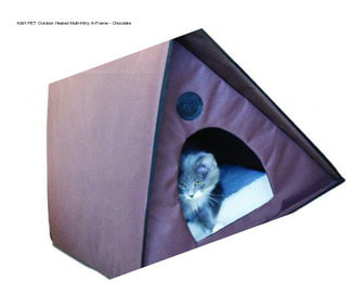 K&H PET Outdoor Heated Multi-Kitty A-Frame - Chocolate