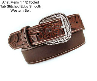 Ariat Mens 1 1/2 Tooled Tab Stitched Edge Smooth Western Belt