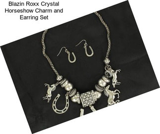 Blazin Roxx Crystal Horseshow Charm and Earring Set