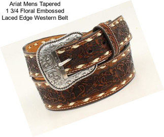 Ariat Mens Tapered 1 3/4 Floral Embossed Laced Edge Western Belt