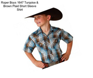 Roper Boys 1647 Turqoise & Brown Plaid Short Sleeve Shirt