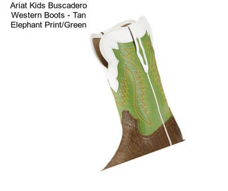 Ariat Kids Buscadero Western Boots - Tan Elephant Print/Green