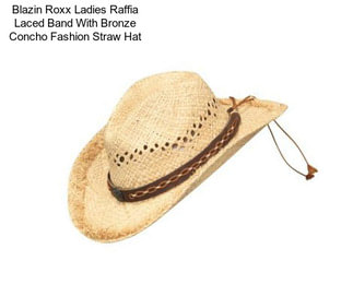 Blazin Roxx Ladies Raffia Laced Band With Bronze Concho Fashion Straw Hat