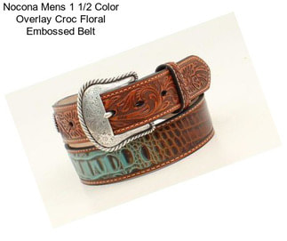 Nocona Mens 1 1/2 Color Overlay Croc Floral Embossed Belt