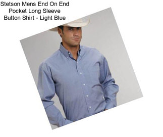 Stetson Mens End On End Pocket Long Sleeve Button Shirt - Light Blue