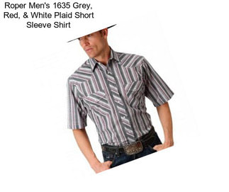 Roper Men\'s 1635 Grey, Red, & White Plaid Short Sleeve Shirt