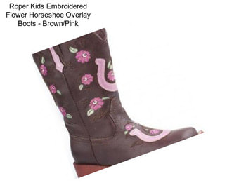 Roper Kids Embroidered Flower Horseshoe Overlay Boots - Brown/Pink