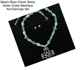 Blazin Roxx Chunk Stone Aztec Cross Necklace And Earrings Set