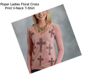 Roper Ladies Floral Cross Print V-Neck T-Shirt