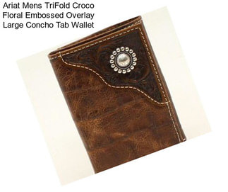 Ariat Mens TriFold Croco Floral Embossed Overlay Large Concho Tab Wallet