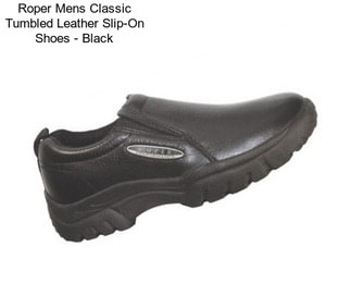 Roper Mens Classic Tumbled Leather Slip-On Shoes - Black