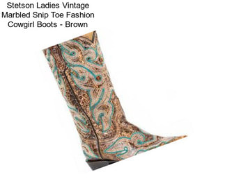 Stetson Ladies Vintage Marbled Snip Toe Fashion Cowgirl Boots - Brown