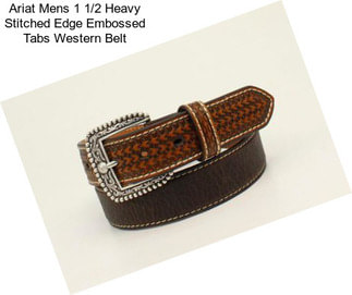 Ariat Mens 1 1/2 Heavy Stitched Edge Embossed Tabs Western Belt