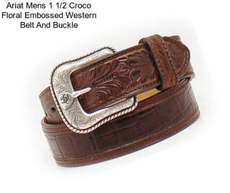 Ariat Mens 1 1/2 Croco Floral Embossed Western Belt And Buckle